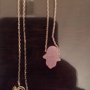 Pink Opal Hamsa Necklace